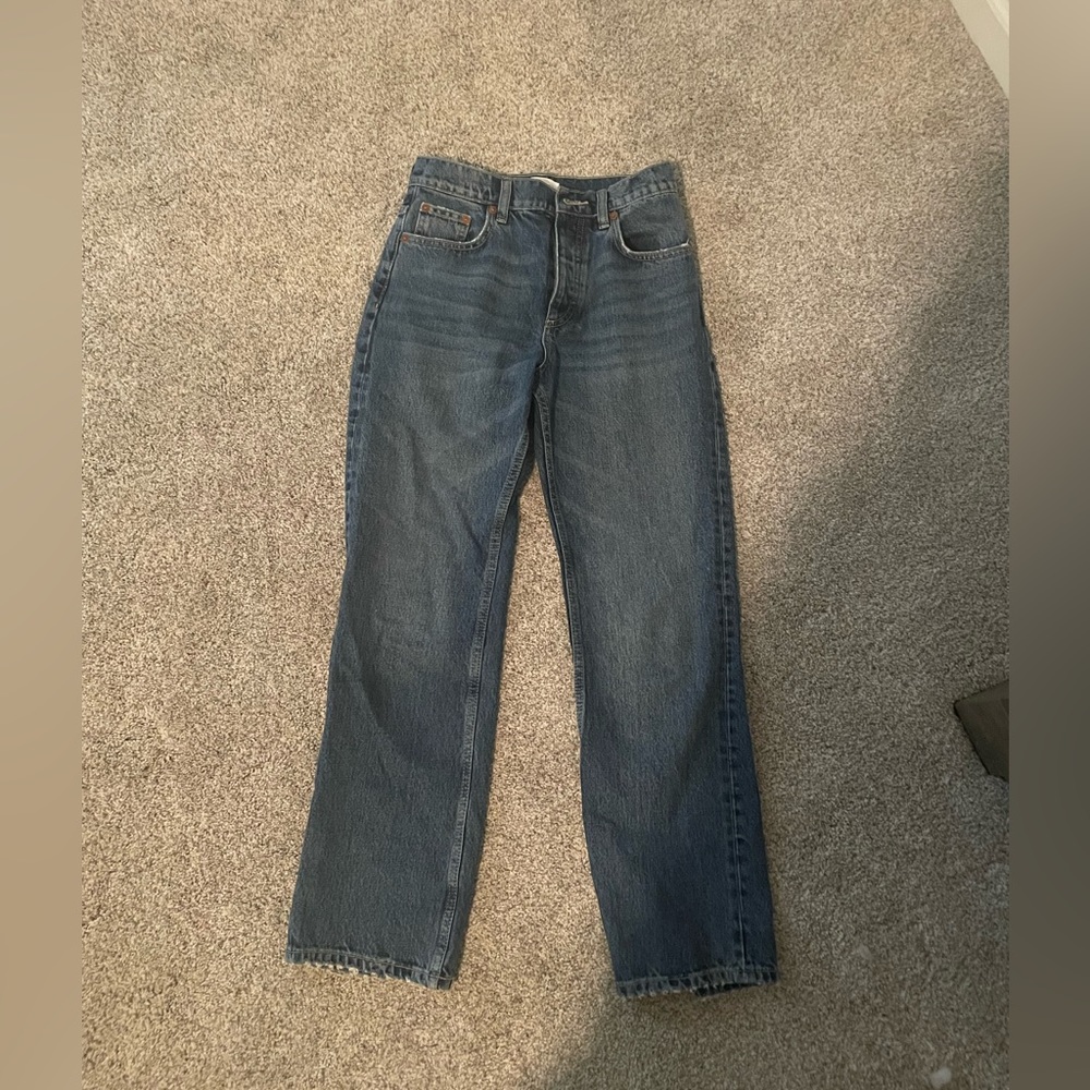 Zara Straight Fit High Rise Jeans Size 34 (Women's U.S. Size 2 Pants) Blue